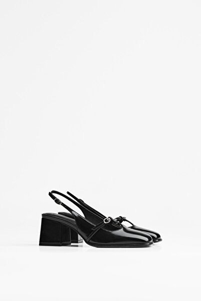 Bershka High-heel slingback shoes with buckled strap