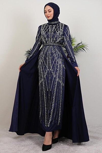 GİYZAMİLA Stoned Ruby Dress Navy Blue