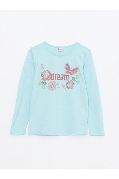 LC Waikiki Crew Neck Printed Long Sleeve Girls' T-Shirt