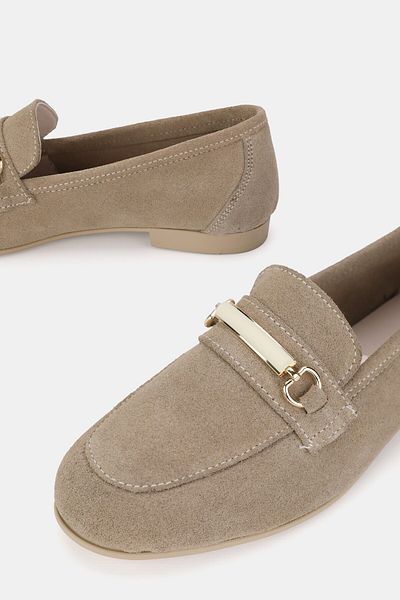 TUNAELLİ Women's Mink Suede Genuine Leather Natural Leather 36-41 Number Buckle Ballet