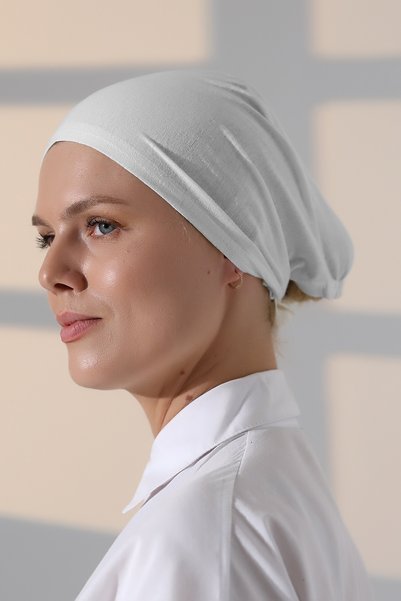 ihvan online Hijab din bumbac pieptănat simplu, cusut și legat, alb