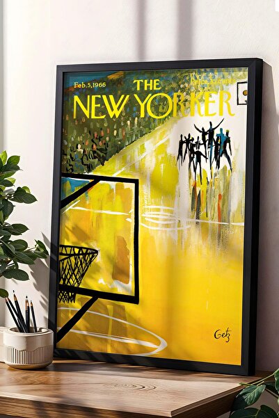 Saturn Pictură înrămată The New Yorker 5 februarie 1966 - Pictură de baschet