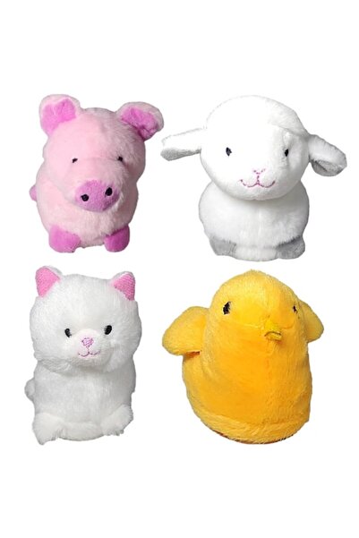 OEM Set de 4 Animale de plus cu sunete, Pui Oaie Purcel Pisica, 8cm