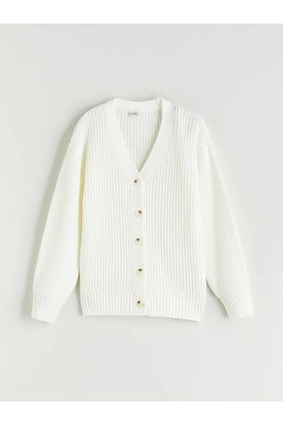 LC Waikiki Lcw Kidsekru V-Neck Girl's Knitwear Cardigan