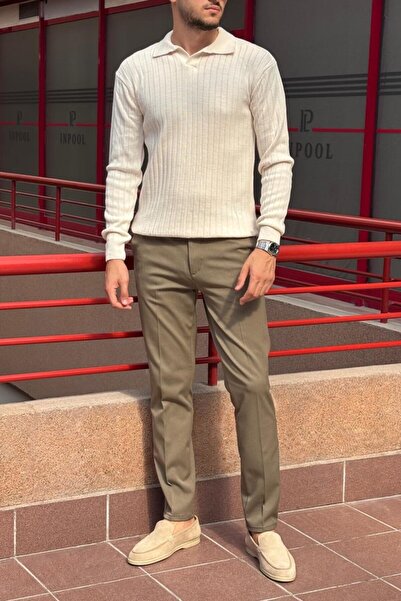 inpool Erkek, Old Money Culture, Çizgi görünümlü, Polo yaka, triko kazak PLTK09