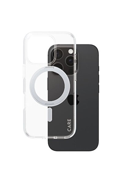 Panzer Glass Carcasă Hard Care cu suport și MagSafe pentru iPhone 16 Pro, transparentă/argintie