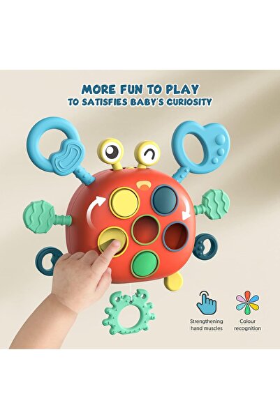 Aputue Silicone Crab Montessori Sensory Pull Toy for Babies (Random Color)