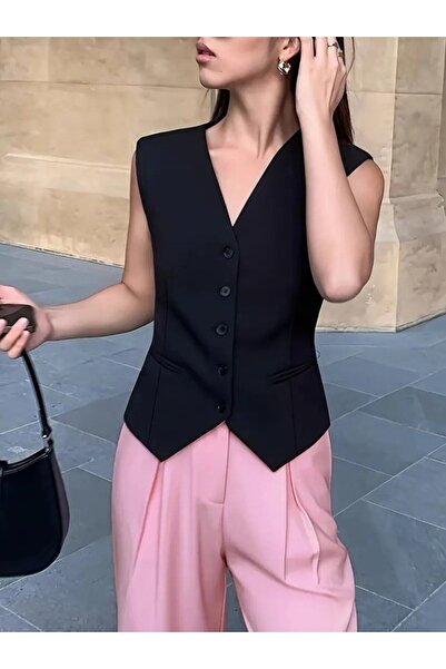 ALPACO Жіночий жилет без рукавів з ґудзиками спереду -COLLECTION