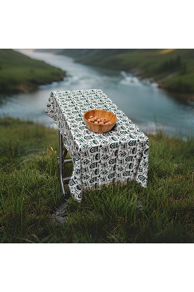 Exve Exclusive Green Camping Caravan Printed Cotton Woven Eco-Friendly Camping Caravan Tablecloth 150cm