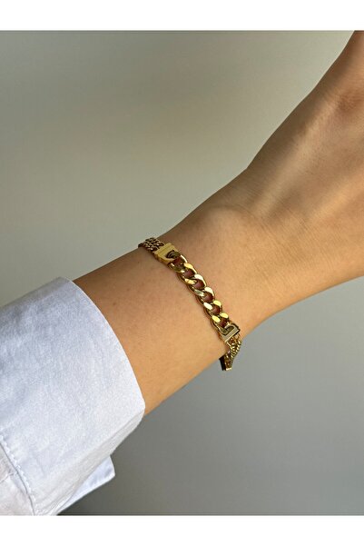 Owentis سوار سليفن بتصميم مزدوج من الفولاذ الذهبي - لا يسبب التسود-