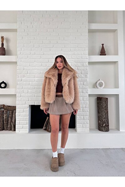 ZF BUTİK Women's Premium Collared Imported Faux Fur