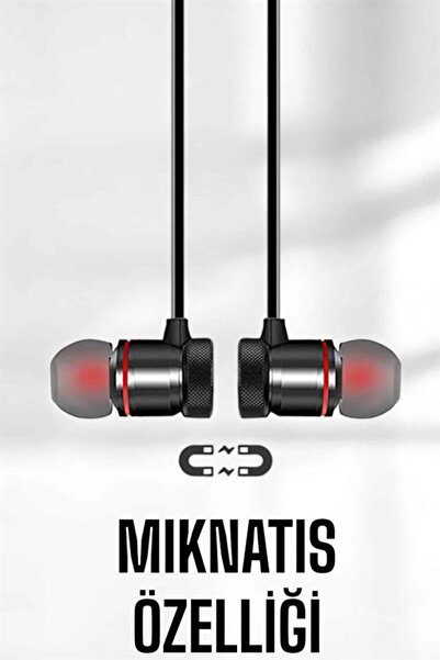 UCUZTEKNO Mikrofonlu Kablosuz Sport Kulak İçi Mıknatıslı Kulaklık
