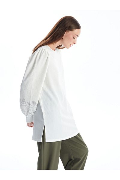 LC Waikiki New Season Crew Neck Embroidered Long Sleeve Women's Tunic - S4Fy62Z8