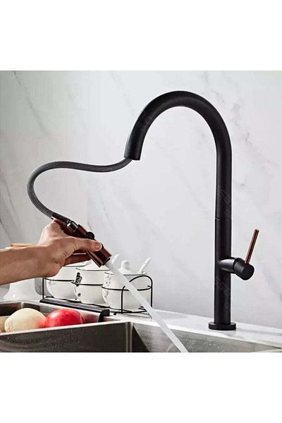 KORMAN TECHNIK Kitchen Faucet, Sanitary Brass, Black, CF1035/B