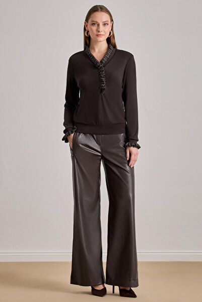 Guitar Relax Fit Brown Knitted Blouse