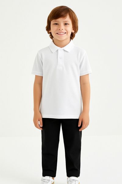 AHENGİM Boys Polo Neck Basic Short Sleeve School T-Shirt Ak-6050