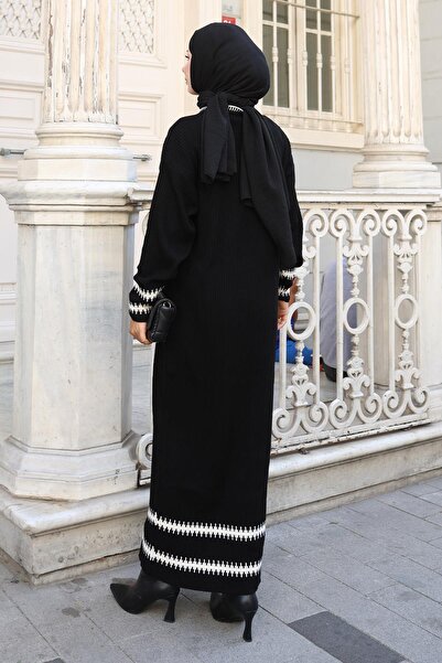 Modamihram Rochie de tricotaj cu model Negru 6149