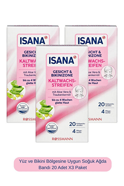 ISANA Yüz ve Bikini Bölgesine Uygun Soğuk Ağda Bandı 20 Adet X3 Paket