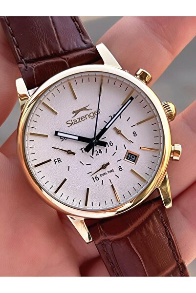 Slazenger Leather Cord Inside Functions Active 10 Atm Water Resistant Men's Wristwatch Esl.09.2481.2.06