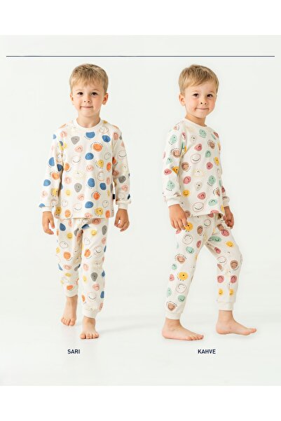 Bebelove Boys / Girls Children's O Neck Long Sleeve Pajamas Suit Cute Emojis