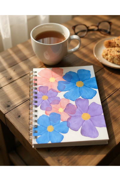 Chi-Chi Papers A5 Checkered Spiral Notebook |   Handmade, 96 Sheets, Ivory Paper