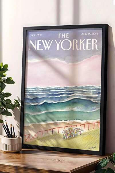 Saturn Pictură înrămată The New Yorker 29 august 2016 - Pictură pentru copii cu vedere la mare ondulată