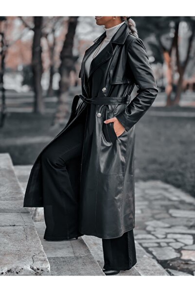 ErhanKorkmazShoes KADIN ORJİNAL DERİ UZUN PARDESÜ