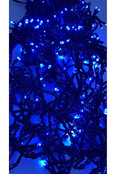 SDX Market Instalare perdea de Crăciun pentru exterior, 5 m x 1 m, 240 LED-uri, fir negru, cu FLASH, albastru