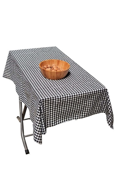 Exve Exclusive Black White Gingham Cotton Woven Eco-Friendly Camping Caravan Tablecloth 120 cm
