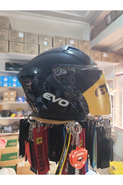 HZN MOTOR Evo Yarım Kask Parlak Siyah - Çenesiz Model, Şık Tasarım