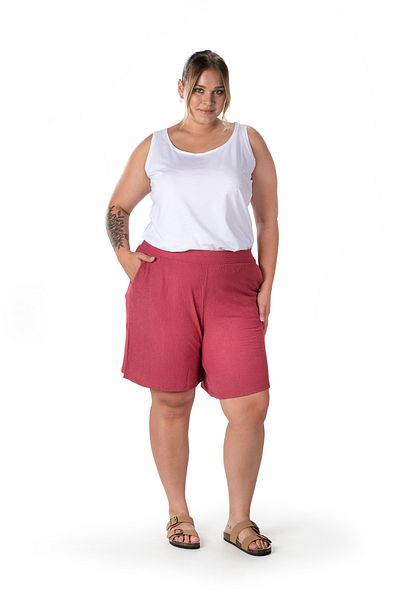 Stil Diva Plus Size Elastic Waist Pocket Shorts 216186