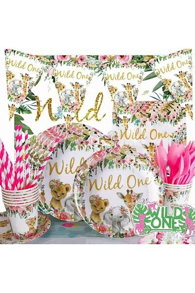 Baloane Vesele Wild One Party Table Decoration With Animals DEC5