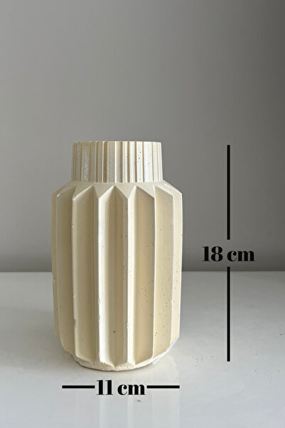 ardesta Χειροποίητο Διακοσμητικό Βάζο με Κεραμική Εμφάνιση 18 εκ. | Αξεσουάρ διακόσμησης σπιτιού και μονάδας τηλεόρασης, διακοσμητικό αντικείμενο