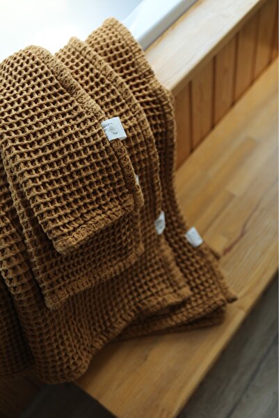 Tasarım HB&Victory Premium Waffle 100% бавовна 4-предметний комплект рушників для ванної кімнати кольору верблюжа шерсть