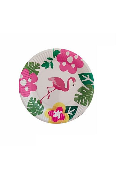 SDX Market Set of 8 party plates, flamingo, 18 cm