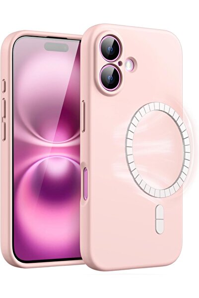 JETech جراب سيليكون مغناطيسي لهاتف iPhone 16 (6.1 بوصة)، وردي
