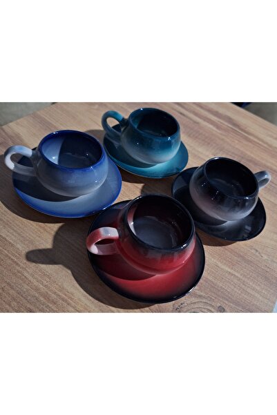 moonlightavm طقم أكواب تصميم فني يدوي لـ 4 أشخاص