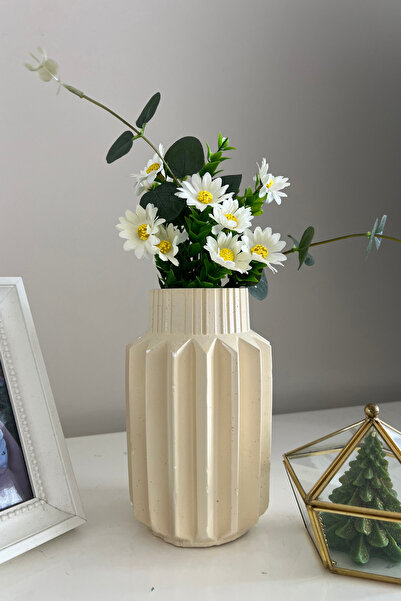 ardesta Χειροποίητο Διακοσμητικό Βάζο με Κεραμική Εμφάνιση 18 εκ. | Αξεσουάρ διακόσμησης σπιτιού και μονάδας τηλεόρασης, διακοσμητικό αντικείμενο