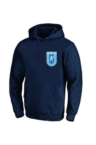 Efendioğlu Design Small Logo Printed Universitatea Craiova Men's Cotton Hooded Hoodie Sweatshirt