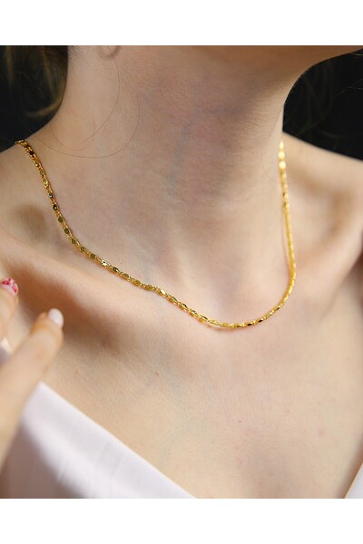 MARCİELO Accessories مظهر لامع مع سلسلة مربعة وسوار قلادة ذهبي اللون