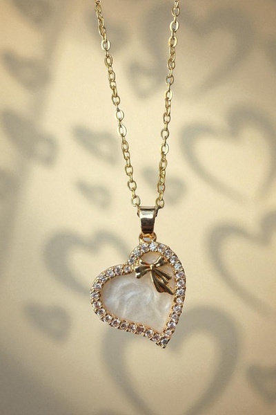 Dia store White Heart Zircon Stone 316L Stainless Steel Women's Necklace