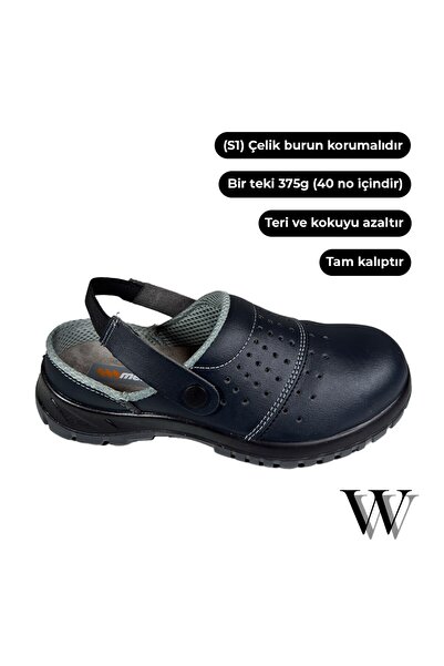 Mekap 210 S1 Microfiber Çelik Burun Lacivert İş Ayakkabısı Rahat,Hafif Ortopedik İş Güvenlik Terliği