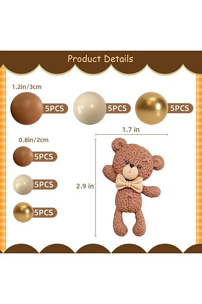 Baloane Vesele Event Cake Decoration With Teddy Bear And Golden Balls