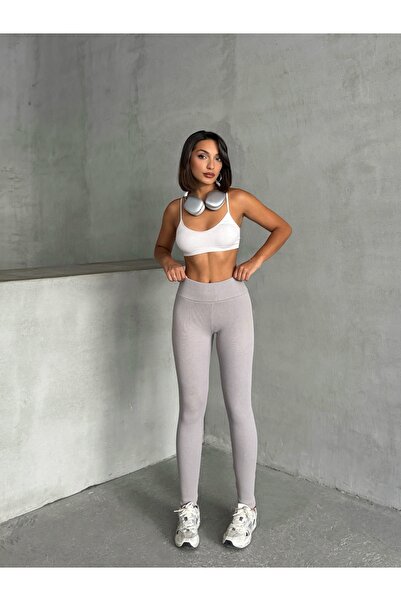 kaphone 10 Kadın Yüksek Bel Toplayıcı Fitilli Kışlık Örme Tayt