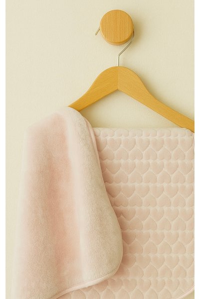 KapsülBebek 100% Soft Fleece Baby Blanket 100X120 cm – Heart / Embossed Pattern (Blue / Pink / Yellow)