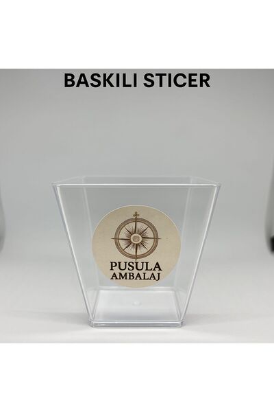 shop 120cc Kübik Prizma Üçgen Mika Sert Plastik Kase Sunum İçin Firmanıza Özel Sticer Baskı 80 adet Meze