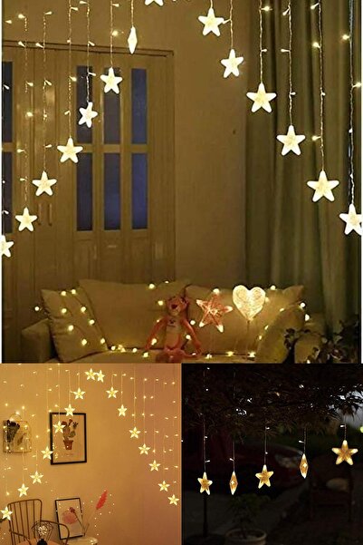 Yu Su Tools 3M Yıldızlı Çapraz LED Perde Işık Zinciri – Balkon, Oda, Parti ve Yılbaşı Dekorasyonu İçin Yıldız