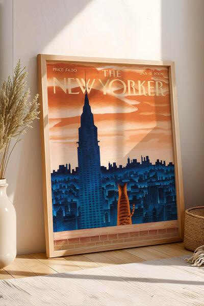 Saturn Pictură înrămată The New Yorker 12 ianuarie 2009 - Pictură de pisică c...