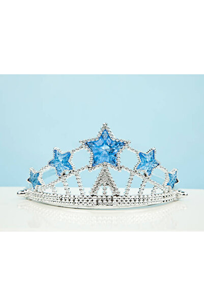 Go İthalat Mavi Yıldız Taşlı Plastik Kraliçe Prenses Elsa Tacı Çocuk Boy (5263)