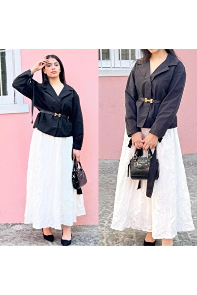 SAMSA kadın kemerli kısa trençkot